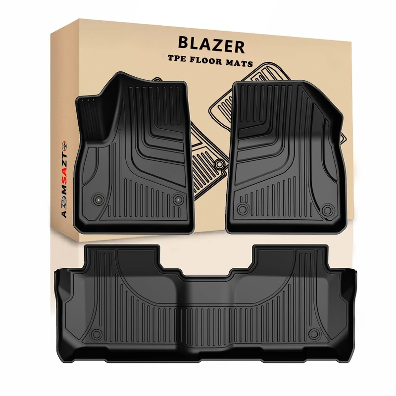 AOMSAZTO Floor Mats for 2022 Chevy Blazer,Custom Automotive Floor Mats Compatible with 2019 2020 2021 2022 Chevrolet Blazer,1st & 2nd Row All Weather Protection,Black