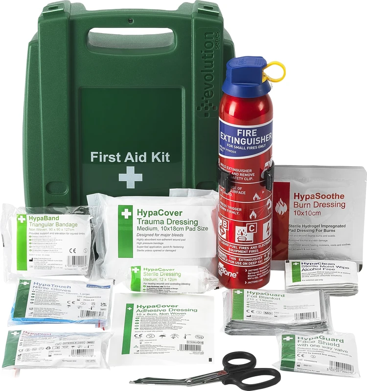 Safety First Aid Group Truck & Van Vehicle First Aid Kit in Wall-Mountable Evolution Case with Fire Extinguisher