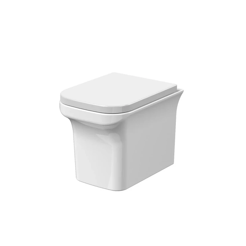 nuie NCG540 Ava | Modern Bathroom Wall Hung Square Toilet Pan and Soft Close Sandwich Seat Included, 355mm, White