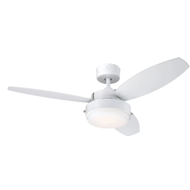 Westinghouse Lighting 73058 Alloy, Modern Ceiling Fan with Light, 105 cm, White Finish, Opal Frosted Glass