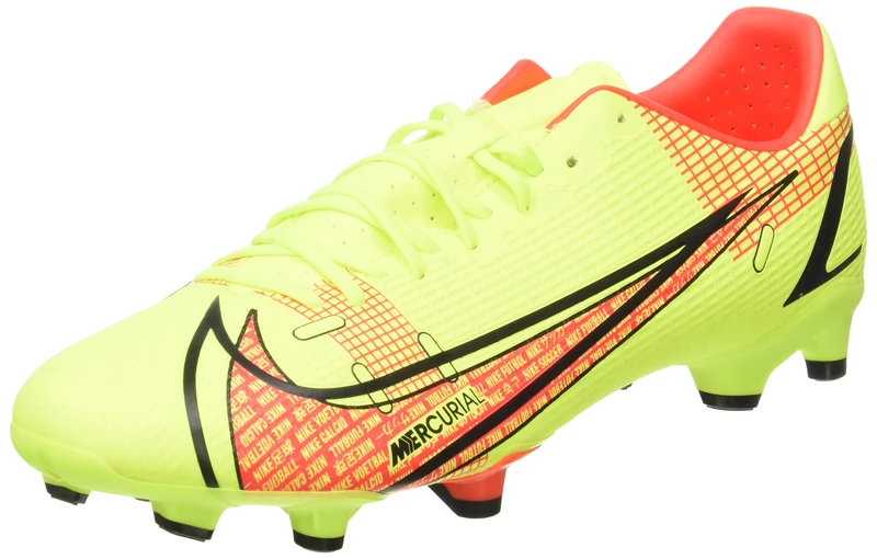 NIKE Vapor 14 Academy FG/MG, Soccer Shoe, Volt/Bright Crimson,