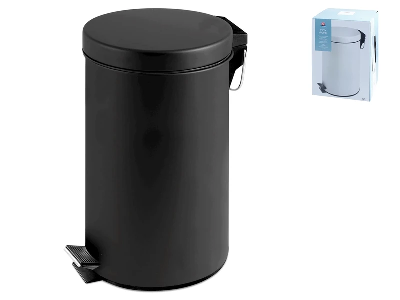 Home Black Metal Dustbin with Pedal, Lt 12