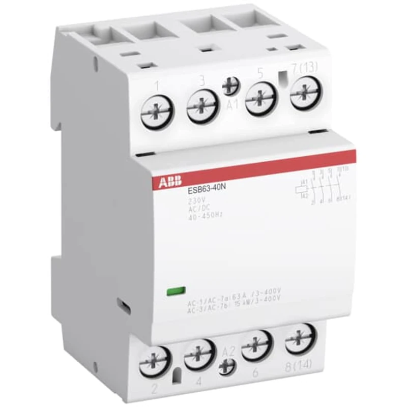 Installation Contactor, Model ESB63-31N-06, 4 Pole, 3 Main Contacts NO 63A and 1 Main Contact, NC 30A, 230V, White, 6.5 x 5.4 x 8.5 cm (Reference: 1SAE3511111111111111R0R0R063)