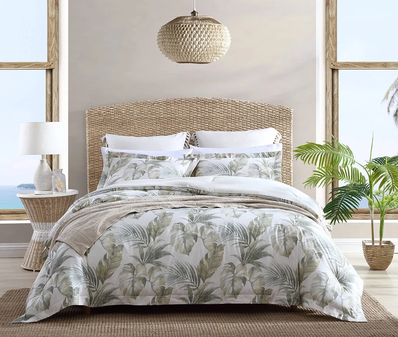 Tommy Bahama | Comforter Set-100, Reversible, Medium Weight Bedding, Ideal for All Seasons, Cotton, Green, Queen