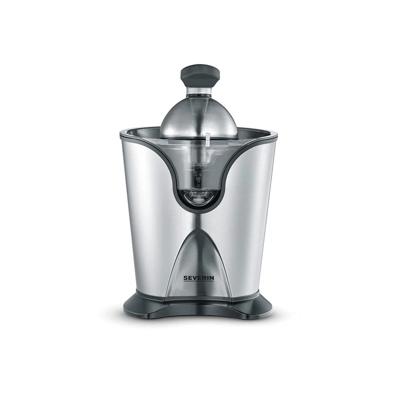SEVERIN CP 3544 Citrus Juicer with Pulp Regulator, Orange Squeezer Guaranteed High Yield, Lemon Squeezer Can Be Operated by Lever Arm or Hand Operated Stainless Steel/Black