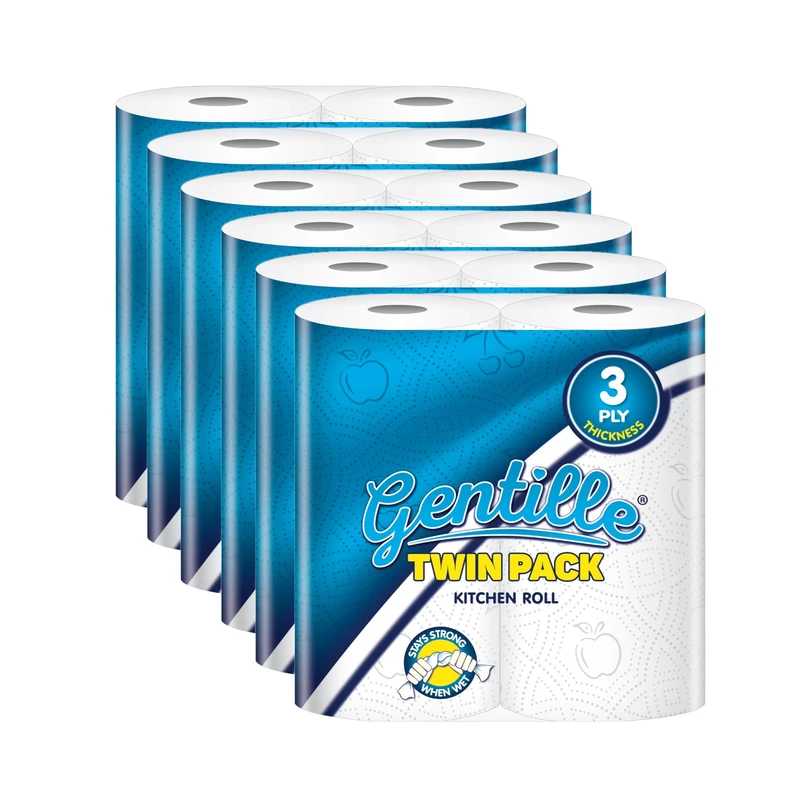 Gentille Twin Kitchen Roll | 3 Ply Thickness | Thick, Strong, Absorbent Paper | UK Made (12) - Image 1