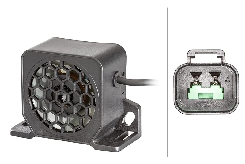 HELLA 3SL 996 139-501 Back-up Alarm - BM20 - 92dB(A) - Frequency Range: 1200Hz - Bolted - Cable: 140mm - Plug: DEUTSCH plug - Quantity: 1