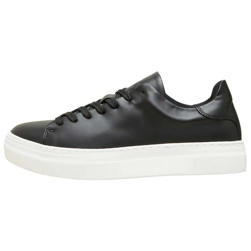 SELECTED HOMME Men's Slhdavid Chunky Leather Trainer B Noos Boots, Black, 7.5 UK