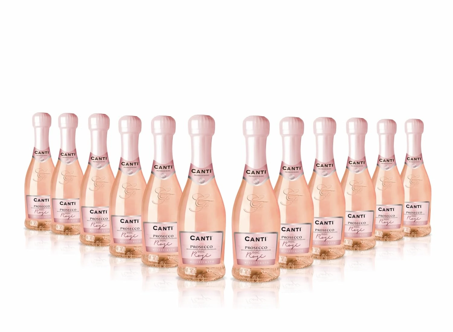 Canti - Prosecco D.O.C. Millesimato, Rose Sparkling Extra Dry, Wine Baby, Italian Glera and Pinot Noir Grape Varieties from Veneto, Fresh and Sweet Taste, 12 x 200 ml