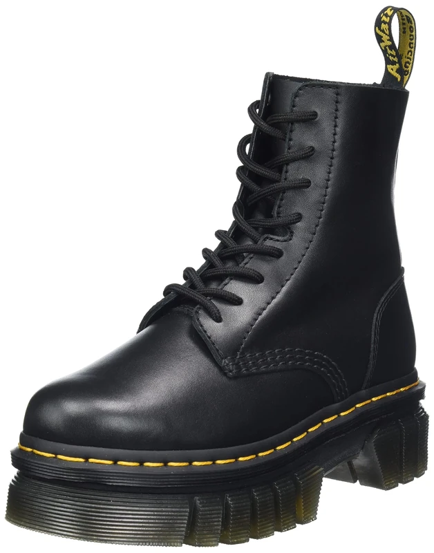 Dr. Martens Women's 8 Eye Combat Boot, Black Nappa Lux, 7 UK