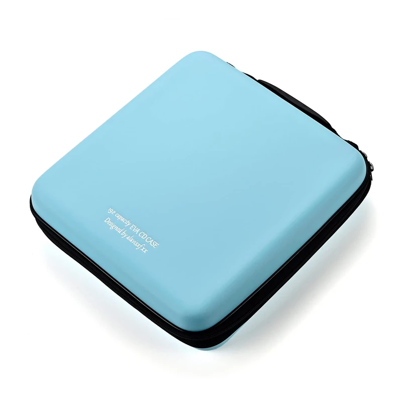 LIOVODE DVD Case, 192 Capacity EVA CD Case Holder Storage Organizer Portable Protective DVD Disc Wallet Holder for Car (192 Capacity, Sky blue192)