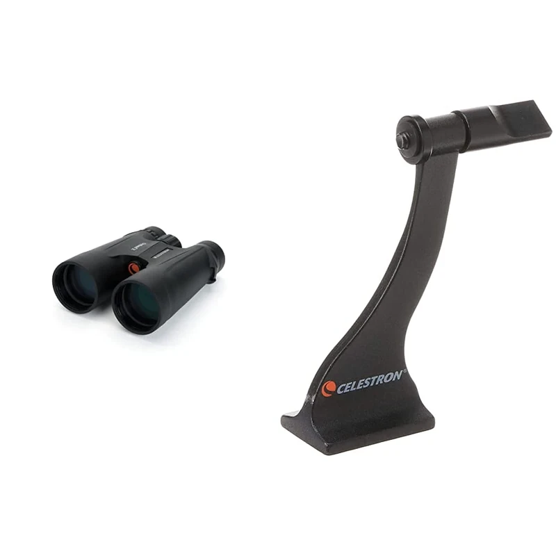 Celestron 71348 10 x 50 Outland X Binocular - Black & 93524 Roof and Porro Binocular Tripod Adapter, Black