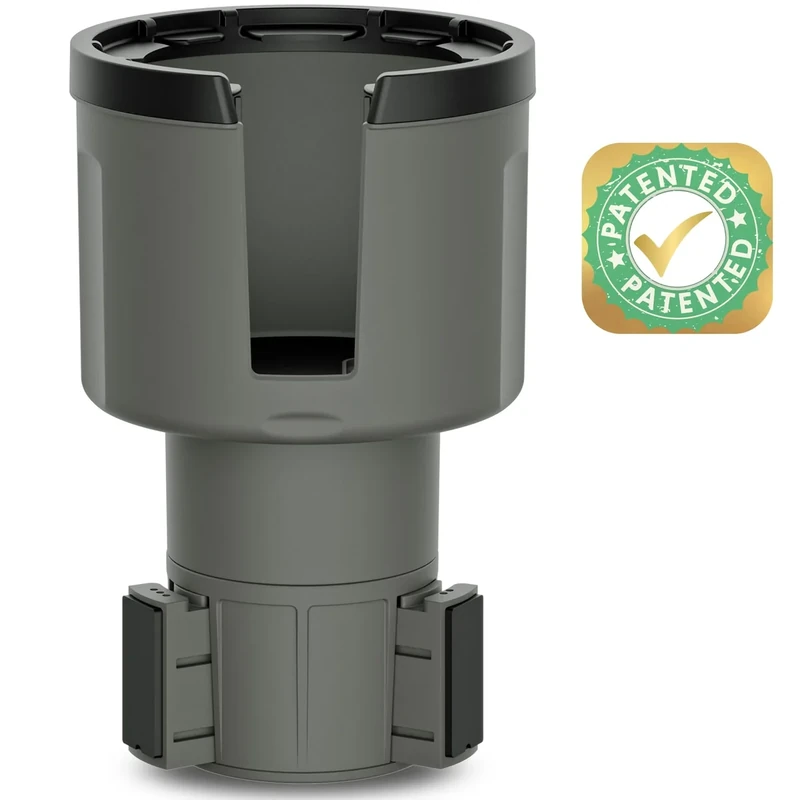 Swigzy Car Cup Holder Expander Adapter (Adjustable) - Holds Hydro Flask, Yeti, Nalgene, Large 32/40 oz. Bottles & Big Drinks - Gray