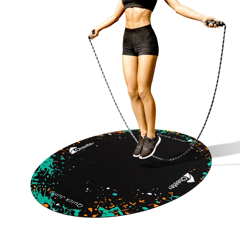 Jump Rope Mat Large Rubber Exercise Mat Rope Skipping Workout Mats for Home Gym Flooring Non-Slip Oval Design for Floor & Rope Protection VR mat