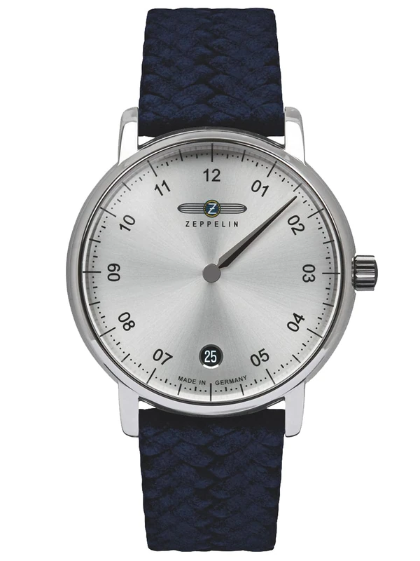 Zeppelin 8643 Women's Watch with Leather Strap 36 mm ETA Quartz Monotimer Single Hand Watch Date, Silver, Strap.