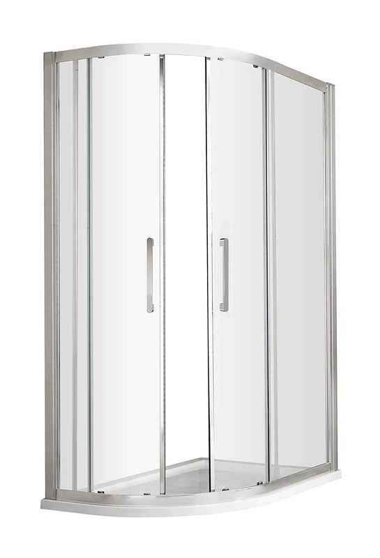 Hudson Reed M1290QH4 Apex Modern Bathroom EasyFit Offset Quadrant Shower Enclosure with 8mm Toughened Safety Glass and Round Handles, 1200mm x 900mm, Polished Chrome
