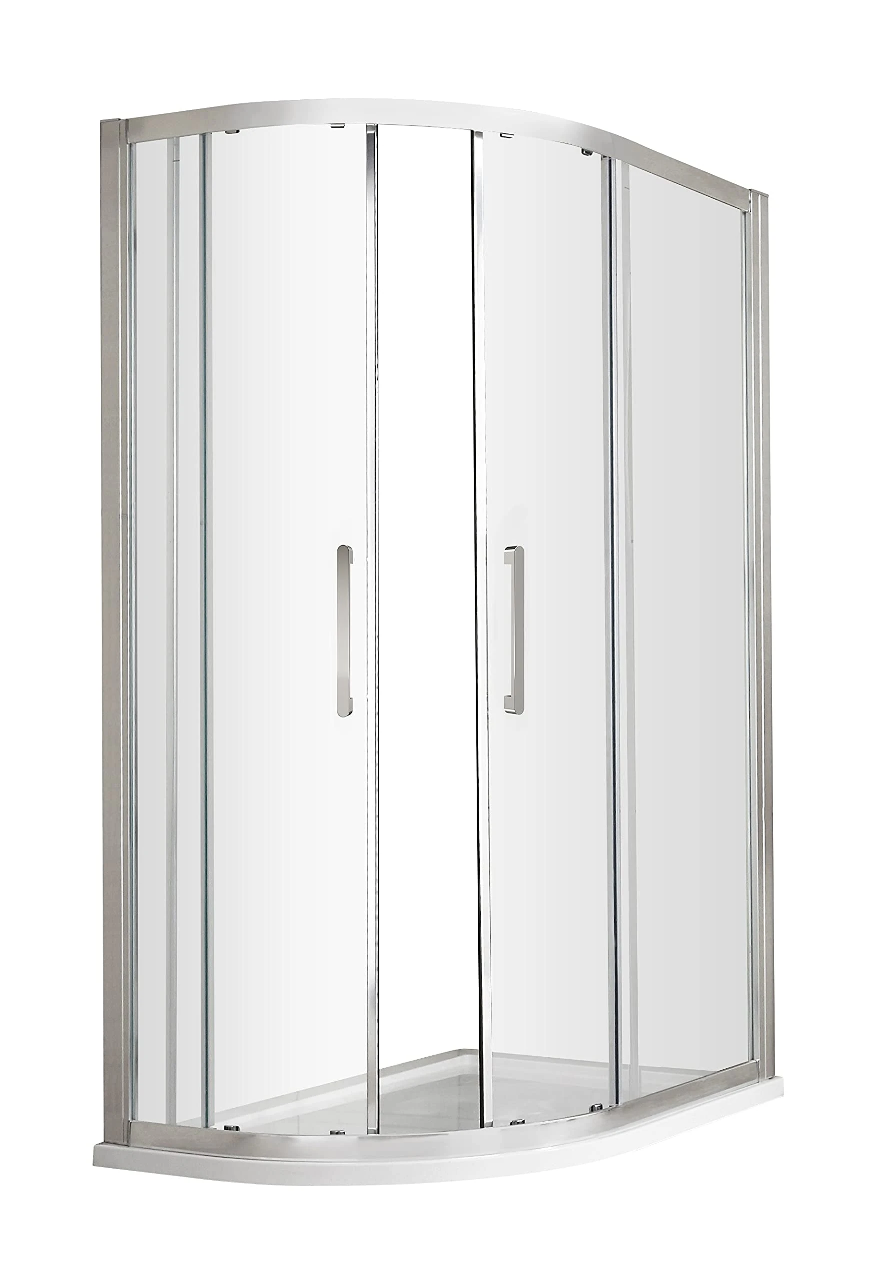 Hudson Reed M1280QH4 Apex Modern Bathroom EasyFit Offset Quadrant Shower Enclosure with 8mm Toughened Safety Glass and Round Handles, 1200mm x 800mm, Polished Chrome