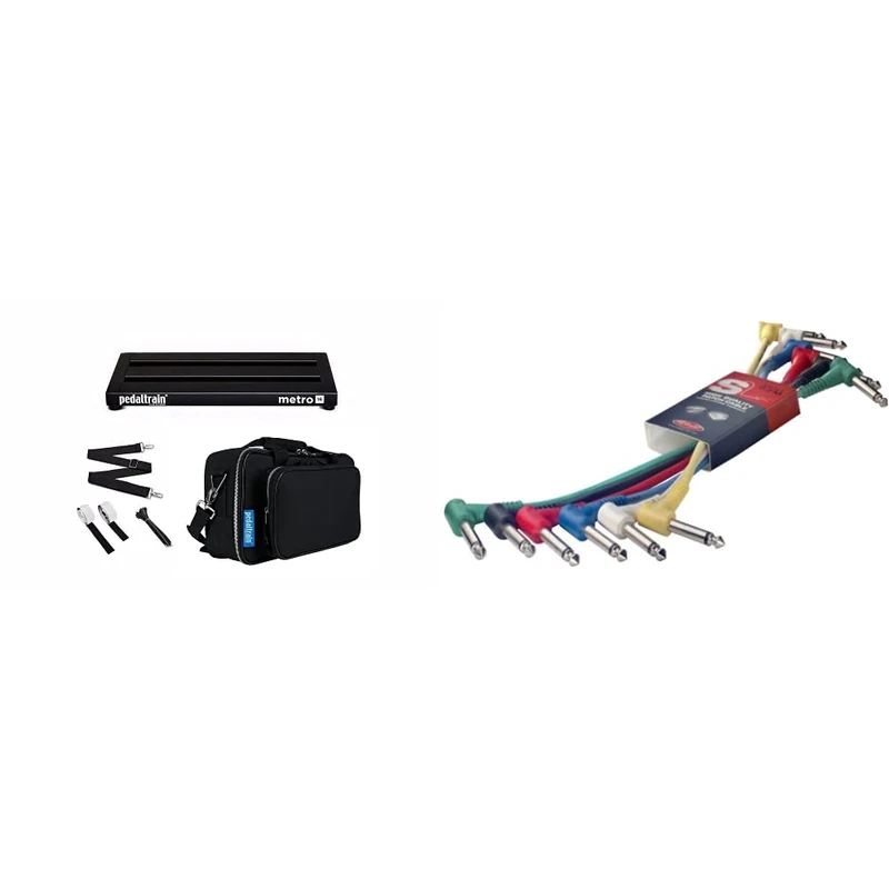 Pedaltrain PT-M16-SC Metro 16 with Soft Case 3 Rails - 16” x 8” & Stagg SPC015L E Patch Cable