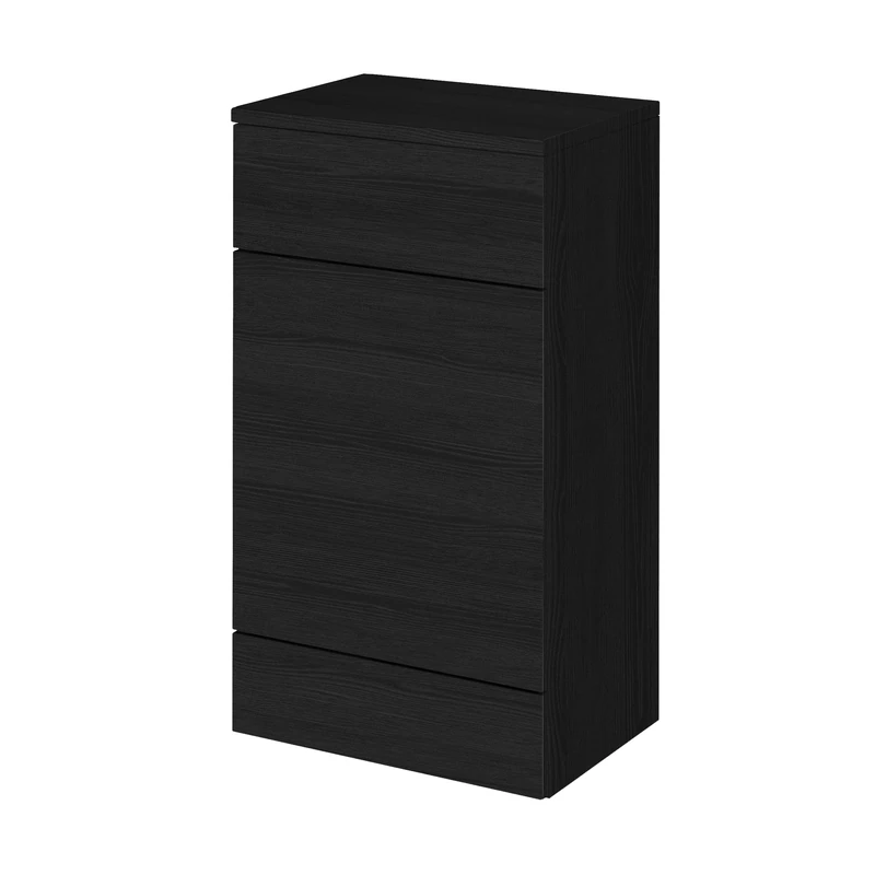 Hudson Reed CBI605A Fusion Modern Bathroom Floor Standing WC Unit and Colour Coordinating Top, 864 x 500 x 355mm, Woodgrain Charcoal Black