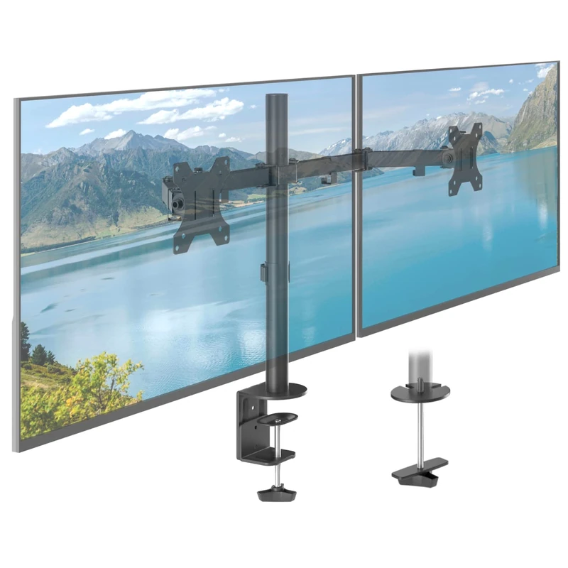 ACROPAQ Monitor arms - For 13 - 32 inch screens, 360° rotatable, Fast mounting, Height and angle individually adjustable - Monitor mount, Monitor arm desk mount, Dual monitor arm desk mount - Black - Image 1