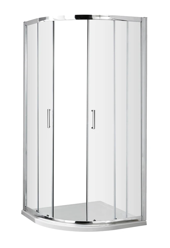 nuie ERQ8H5 Ella Modern Bathroom Easyfit Quadrant Shower Enclosure with Sliding Doors, 5mm Toughened Safety Glass and Round D-Handle, 800mm, Satin Chrome