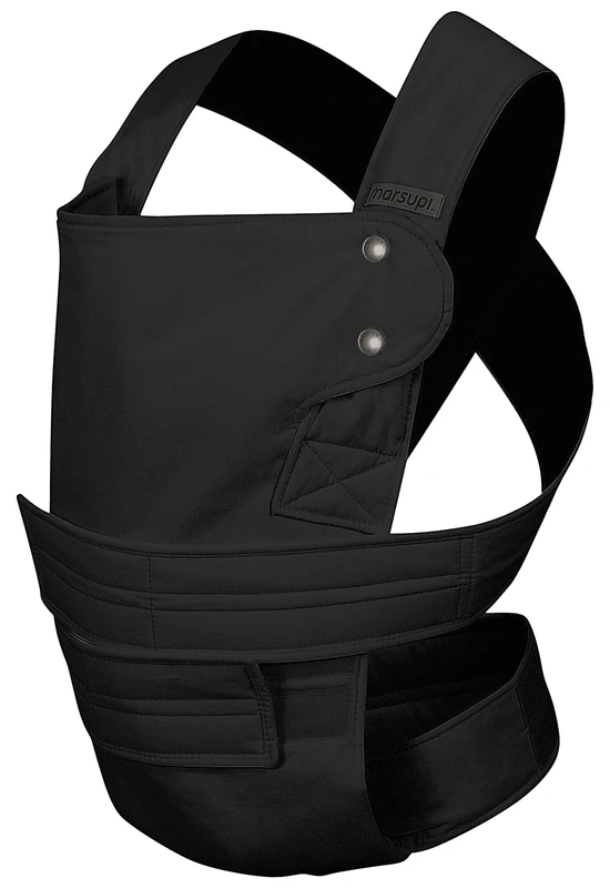 marsupi Baby Carrier for Newborns from Birth up to 15kg, Lightweight and Compact Baby Carrier with Sturdy Velcro System, Organic Cotton - Classic/Black, Size XL
