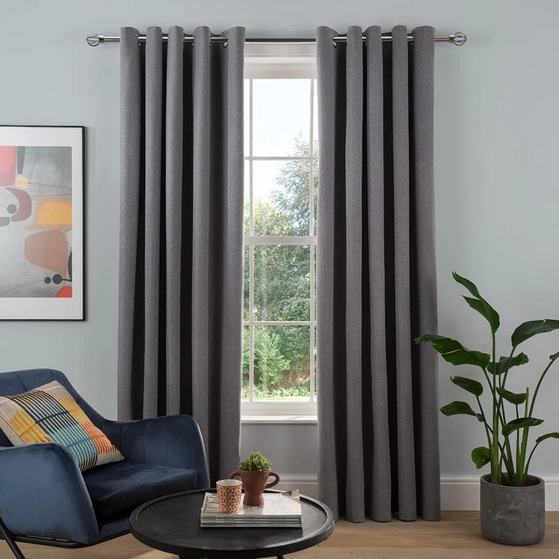 Sleepdown Curtains, Polyester, Charcoal, 2 x 66" x 72"