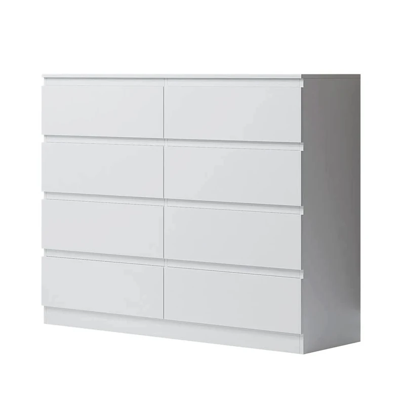 FWStyle Modern 8 Drawer Chest, 40 cm Length x 120 cm Width x 99 cm Height, Matt White
