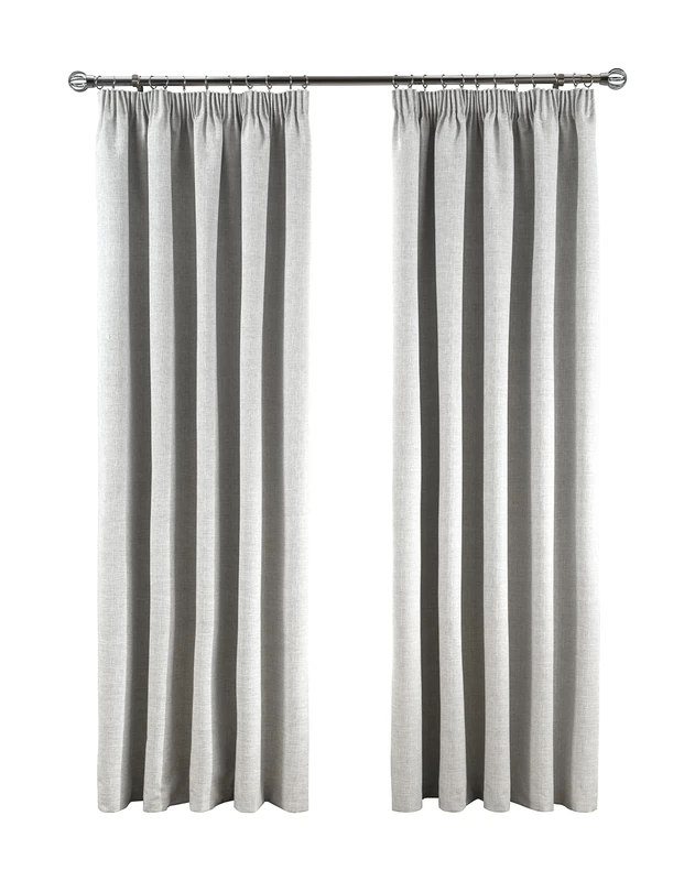 Sleepdown Textured Rib Weave Pencil Pleat Blackout Lined Curtains Thermal Insulated for Bedroom and Living Room, Grey, 2 Panels, 2 x 90" x 72"