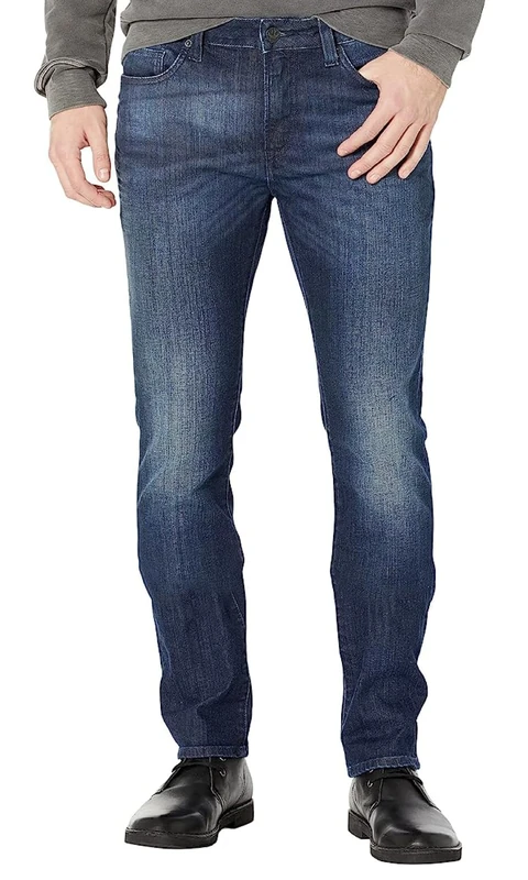 Buffalo David Bitton Men's Slim Ash Jeans, Dark Wash Whiskered and Sanded, 42W x 32L