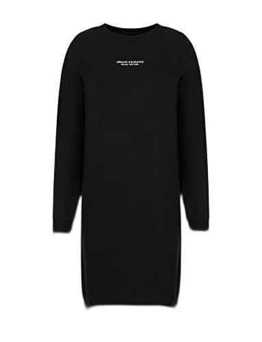 Armani Exchange Women's Essential, Milano/New York, Logo Lettering Casual Dress, Black, S