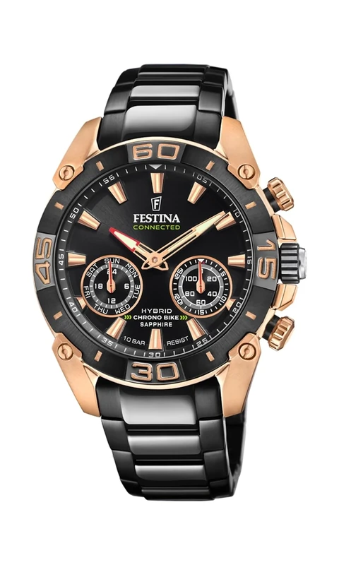Festina Men's Watch F20548 Connected Stainless Steel Case 316l Stainless Steel Strap 316l, Black/White, Bracelet