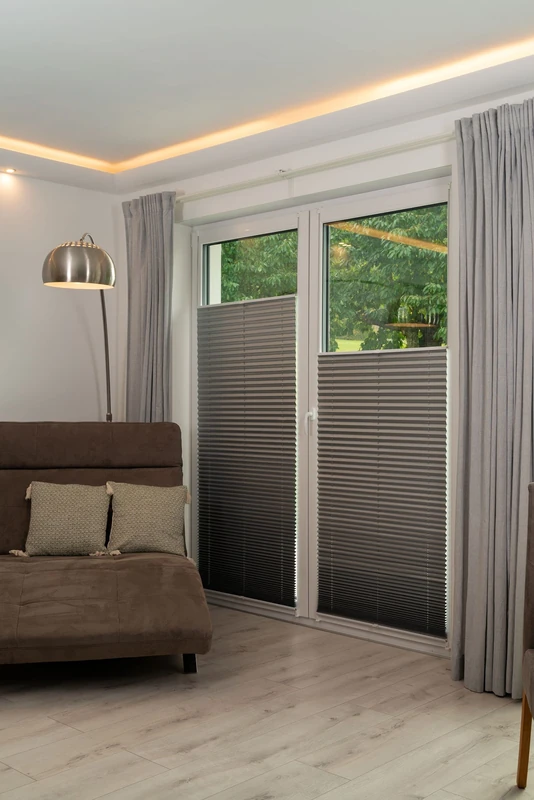 K-home Pleated Blind, Polyester, Metallic Silver, W45 x H210 cm - Image 1