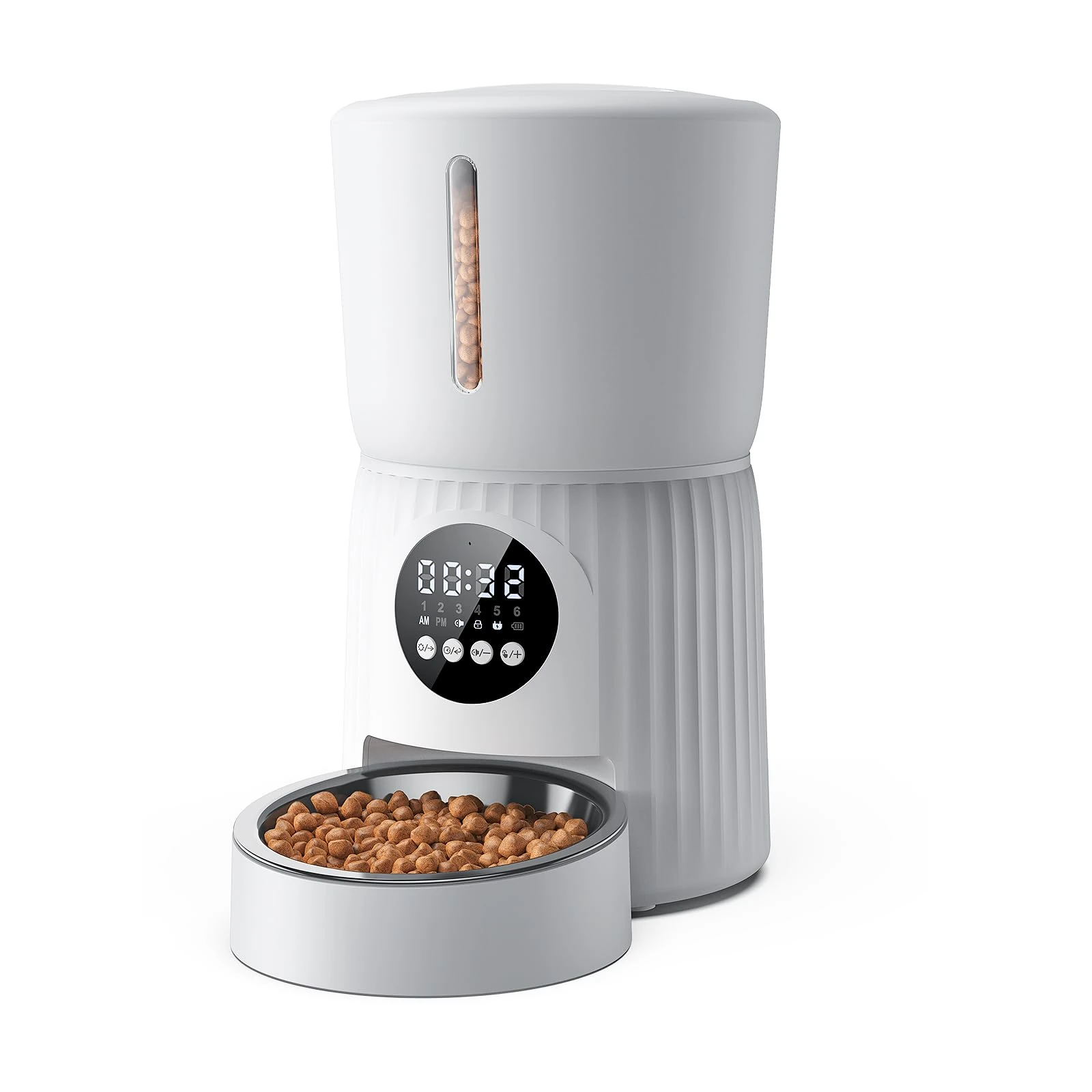 Faroro Automatic Cat Feeder, 4L Cat Feeder with Timer up to 6 Meals Per Day, Portion Control, 10s Voice Recording, Suitable for Small and Medium Pets