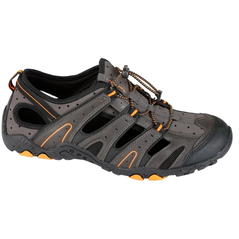 LAHTI PRO Men's L30607 Work Sandals, Non-Slip Profiled Rubber Outsole, Open Heel Standard, Grey/black/orange, 9.5 UK - Image 1