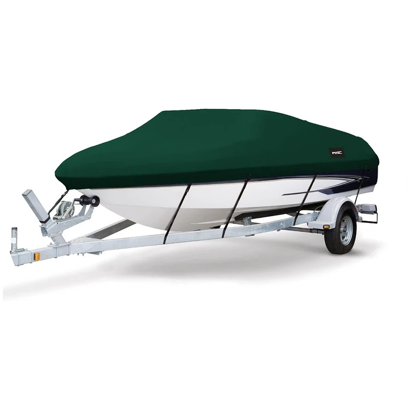 MSC Heavy Duty 600D Marine Grade Polyester Canvas Trailerable Waterproof Boat Cover,Fits V-Hull,Tri-Hull, Runabout Boat Cover (Model F - Length19'-20' Beam Width: up to 96", Forest Green)