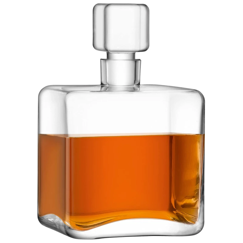 LSA International Cask Whisky Square Decanter 1L Clear| 1 Unit | Mouthblown & Handmade Glass | KC04