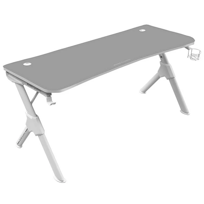 Mars Gaming MGD140W White, Gaming Table 140cm, Headset+Drink Stand, Total Mousepad