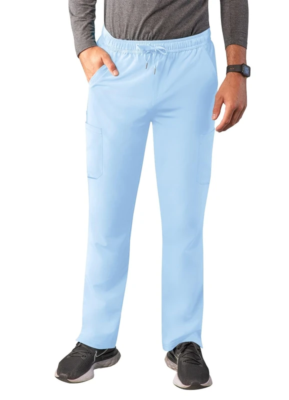 Adar Addition Scrubs for Men - Slim Leg Cargo Drawstring Scrub Pants - A6106 - Sky Blue - XL - Image 1