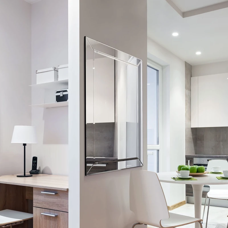 MirrorOutlet Milton Manor Modern Venetian All Glass Edge Wall Mirror 3Ft7 X 2Ft7 (110cm X 78cm), Frameless, YC032-M