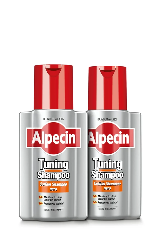 Alpecin Tuning Caffeine Shampoo 2 x 200 ml | Treatment that preserves dark hair colour and promotes natural growth for men - Image 1