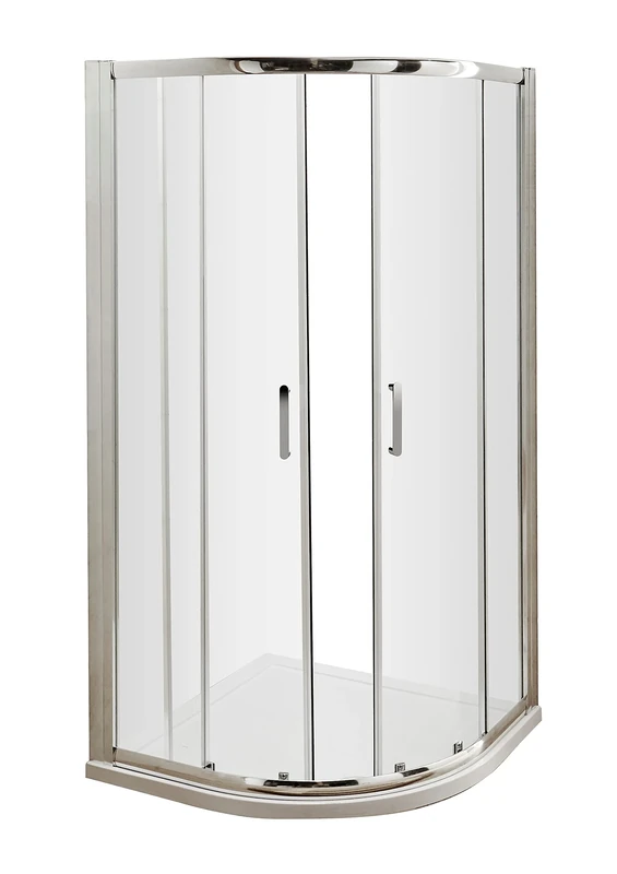 nuie AQU10H3 Pacific Modern Bathroom Easyfit Quadrant Shower Enclosure with Sliding Doors, 6mm Toughened Safety Glass and Round D-Handle, 1000mm, Polished Chrome, 1000 x 1000mm