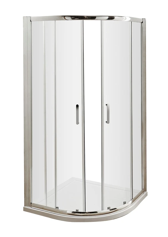 nuie AQU8H3 Pacific Modern Bathroom Easyfit Quadrant Shower Enclosure with Sliding Doors, 6mm Toughened Safety Glass and Round D-Handle, 800mm, Polished Chrome, 800 x 800mm