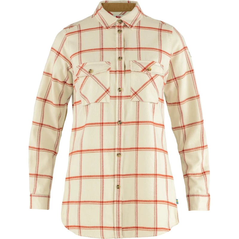 Fjällräven F84134-113-321 Övik Twill Shirt LS, Women, Chalk White/Cabin Red, XL