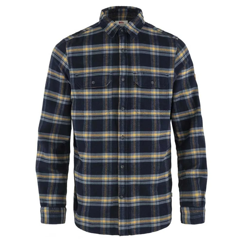 Fjällräven F82978-555-232 Övik Heavy Flannel Shirt, Men, Dark Navy/Buckwheat Brown, L