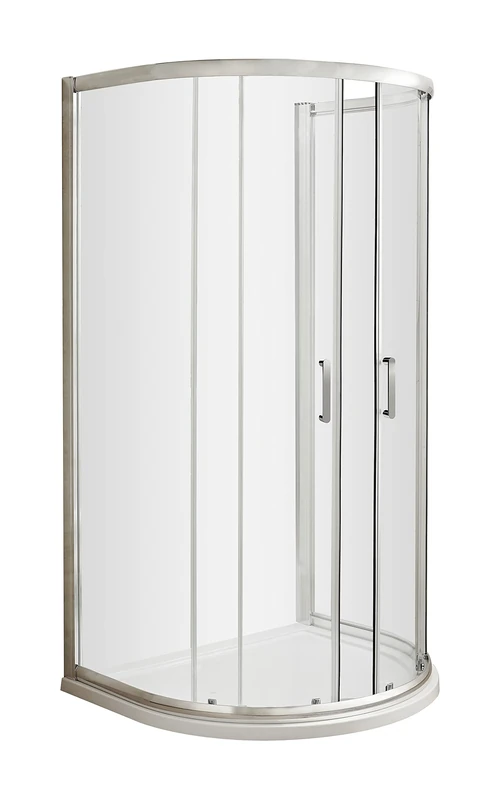 nuie AQUD2H3 Pacific Modern Bathroom Easyfit D-Shape Shower Enclosure with Sliding Doors, 6mm Toughened Safety Glass and Round D-Handle, 1050mm x 925mm, Polished Chrome
