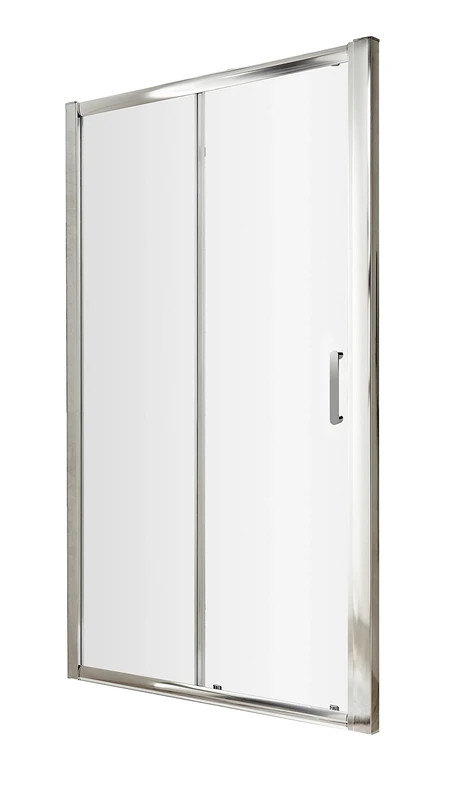 nuie AQSL14H3 Pacific Modern Bathroom Easyfit Shower Single Sliding Door, 6mm Toughened Safety Glass and Round D-Handle, 1400mm, Polished Chrome