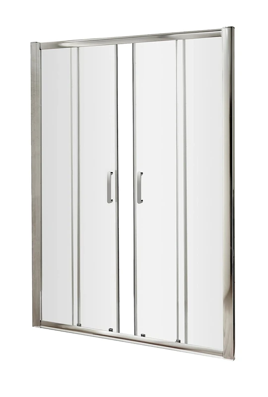 nuie AQSLD17H3 Pacific Modern Bathroom Easyfit Shower Double Sliding Door, 6mm Toughened Safety Glass and Round D-Handle, 1700mm, Polished Chrome