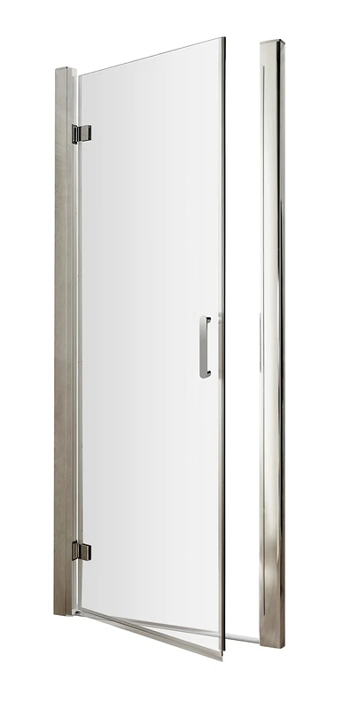 nuie AQHD70H3 Pacific Modern Bathroom Easyfit Shower Hinged Door, 6mm Toughened Safety Glass and Round D-Handle, 700mm, Polished Chrome