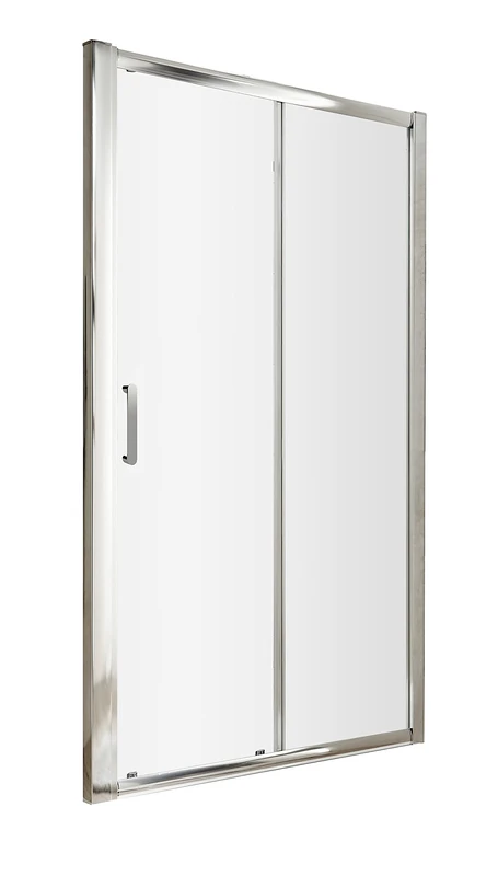 nuie AQSL12H3 Pacific Modern Bathroom Easyfit Shower Single Sliding Door, 6mm Toughened Safety Glass and Round D-Handle, 1200mm, Polished Chrome